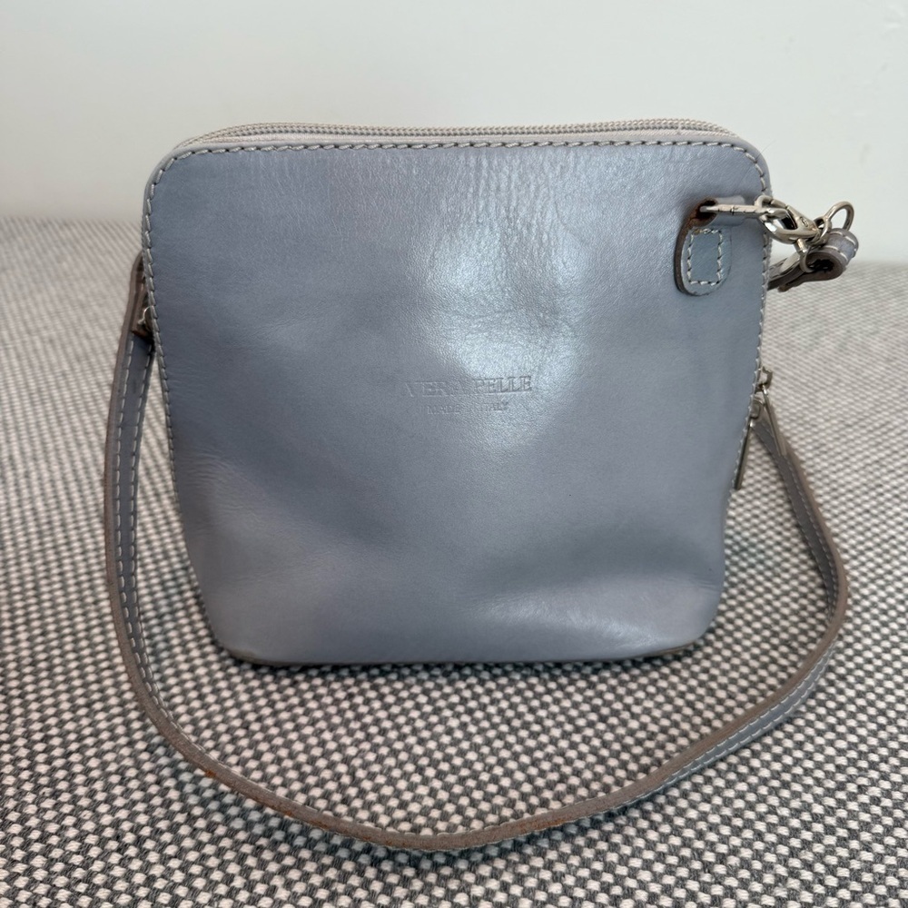 Vera Pelle Genuine Italian Leather Cross Body Bag Womens Small blue